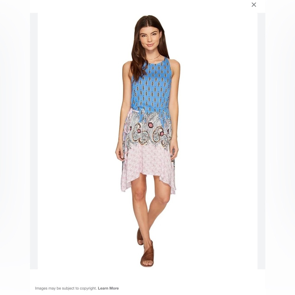 Free People Intimately Blue & Pink Paisley Mixed-Print Sleeveless Dress